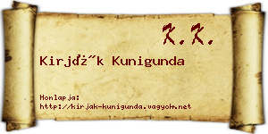 Kirják Kunigunda névjegykártya